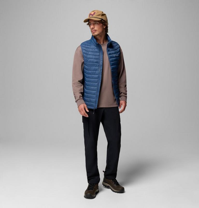 Men's Powder Pass Hybrid Puffer Gilet, Color: Dark Mountain, Collegiate Navy, image 2