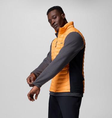 Men's Powder Pass Hybrid Puffer Gilet, Color: Koi, Black, image 12