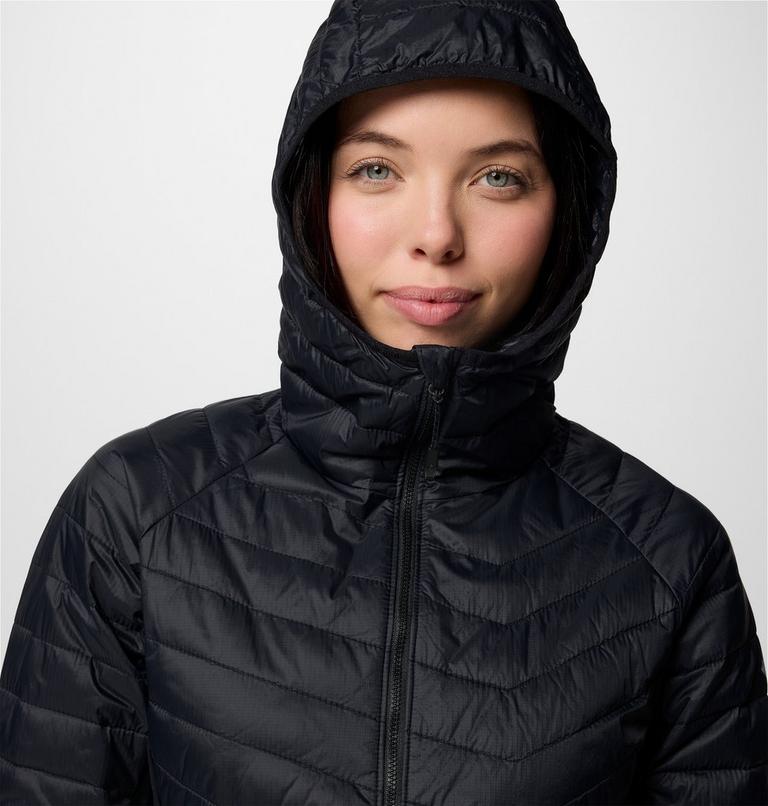 Women's Powder Pass II Hybrid Hooded Puffer Jacket, Color: Black, image 4