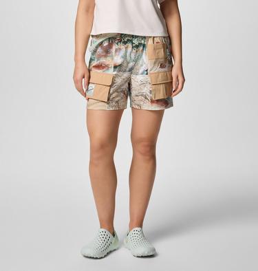 Unisex Cove Beach Printed Shorts, Color: Cool Green Coastal, image 2