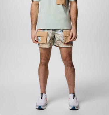 Unisex Cove Beach Printed Shorts, Color: Cool Green Coastal, image 1