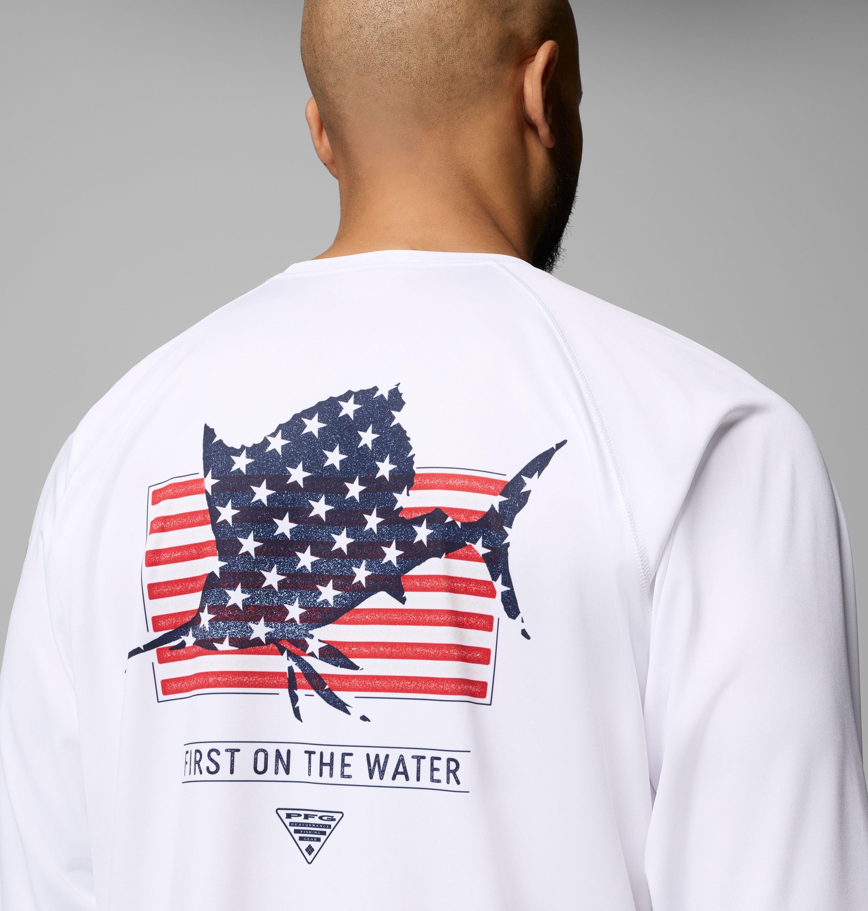 Men's PFG Deep Waves Flag Long Sleeve Shirt | 101 | XXL 6
