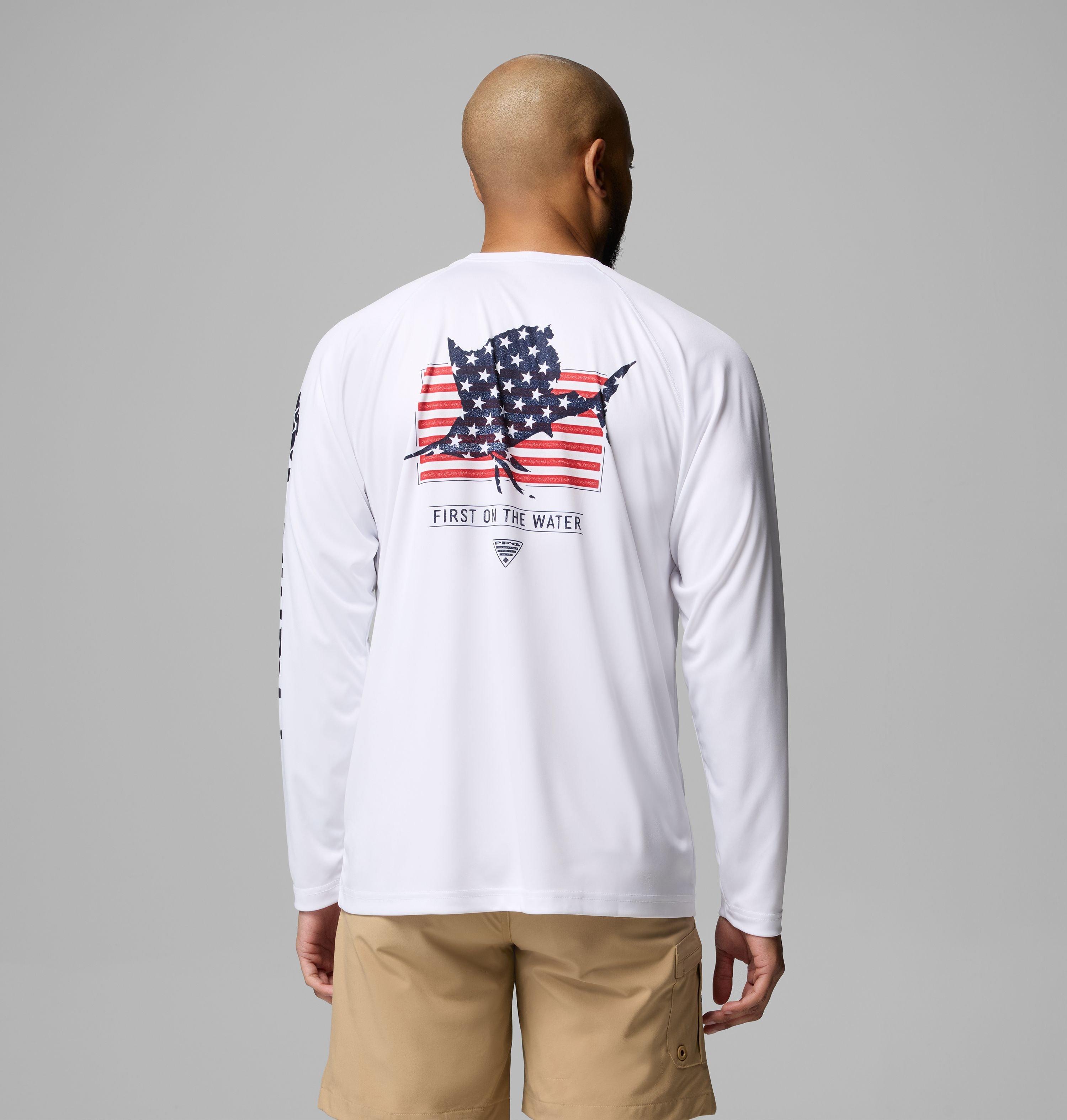 Men's PFG Deep Waves Flag Long Sleeve Shirt | 101 | XXL 3