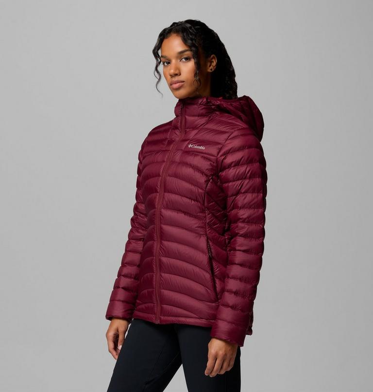 Chaqueta fácil de guardar de plumón con capucha Corelite para mujer, Color: Rich Wine, image 4