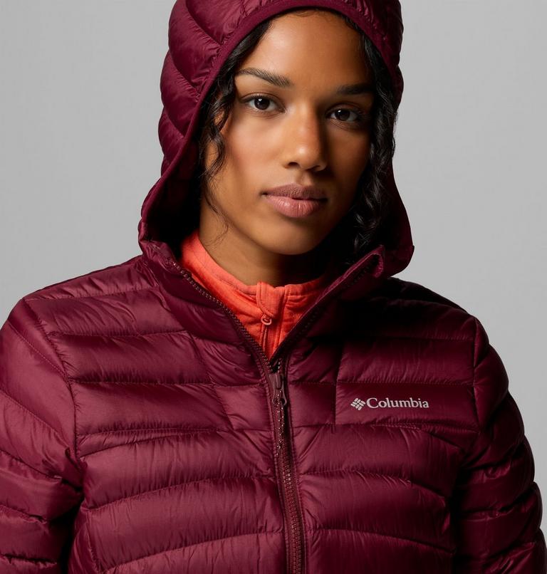 Chaqueta fácil de guardar de plumón con capucha Corelite para mujer, Color: Rich Wine, image 6