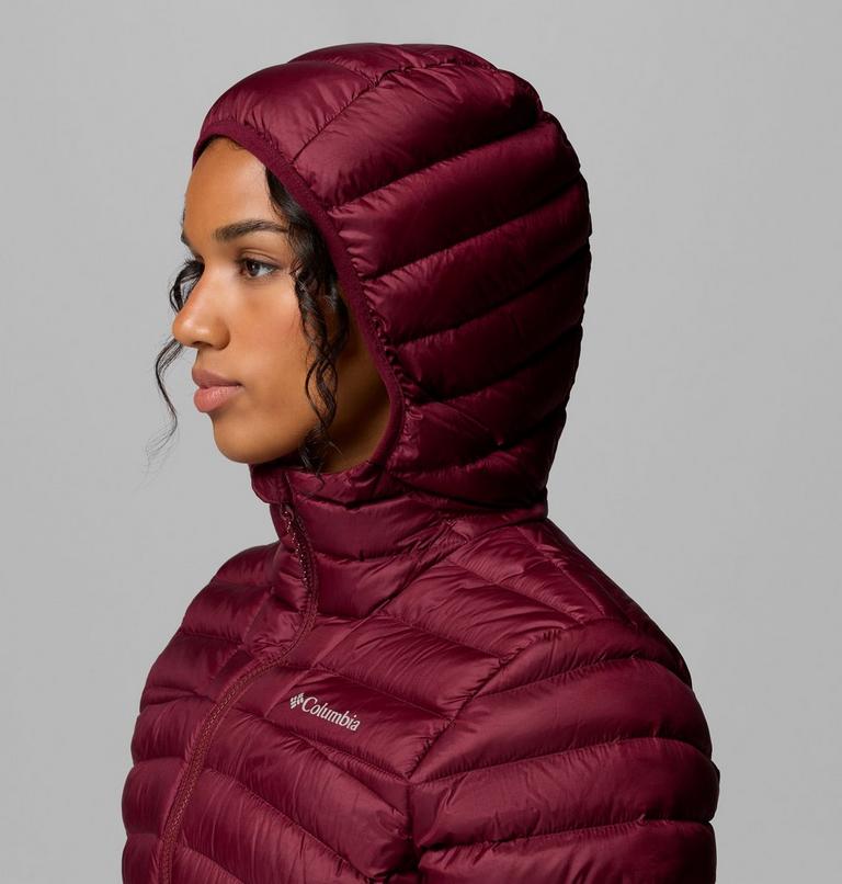 Chaqueta fácil de guardar de plumón con capucha Corelite para mujer, Color: Rich Wine, image 7