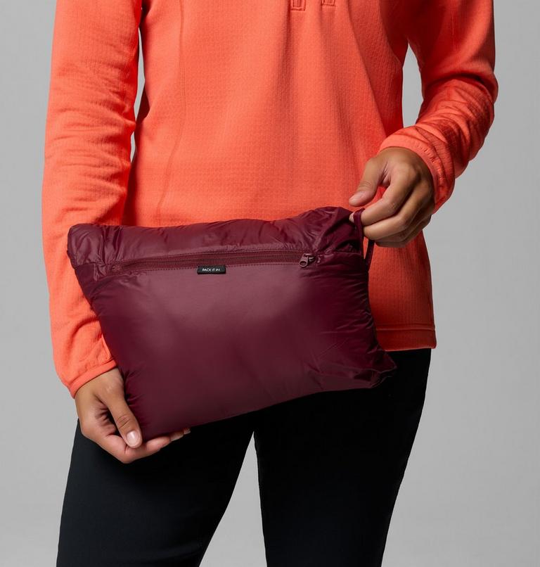 Chaqueta fácil de guardar de plumón con capucha Corelite para mujer, Color: Rich Wine, image 9