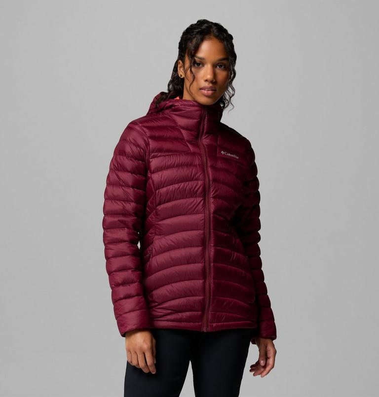 Chaqueta fácil de guardar de plumón con capucha Corelite para mujer, Color: Rich Wine, image 1