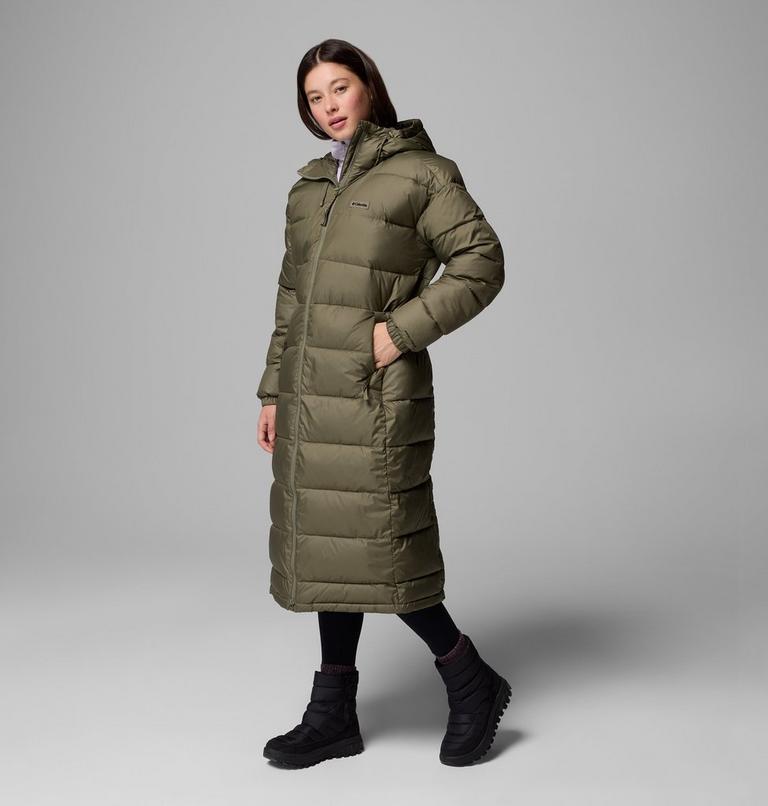 Women's Pike Lake III Long Hooded Puffer Jacket, Color: Stone Green, image 4