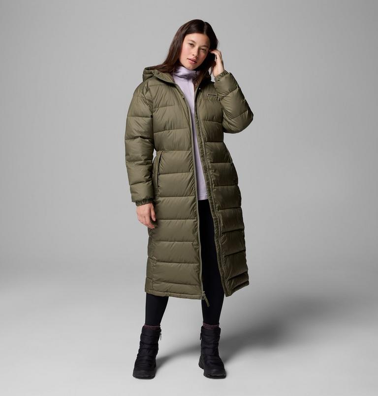 Women's Pike Lake III Long Hooded Puffer Jacket, Color: Stone Green, image 5
