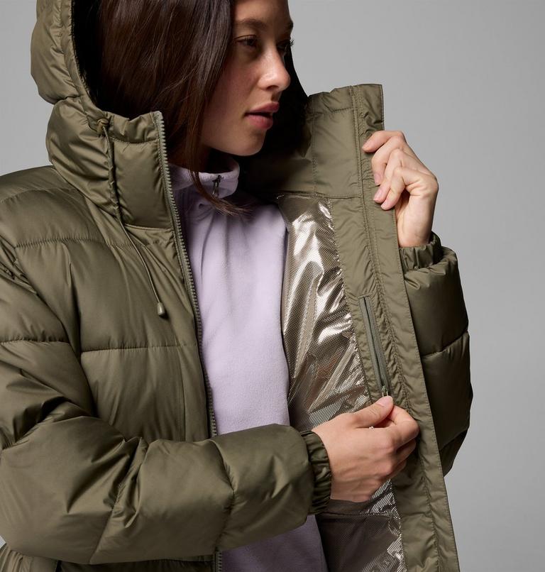 Women's Pike Lake III Long Hooded Puffer Jacket, Color: Stone Green, image 6