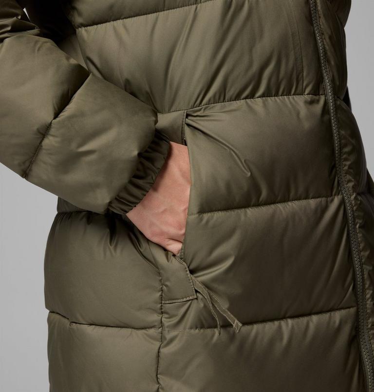 Women's Pike Lake III Long Hooded Puffer Jacket, Color: Stone Green, image 9