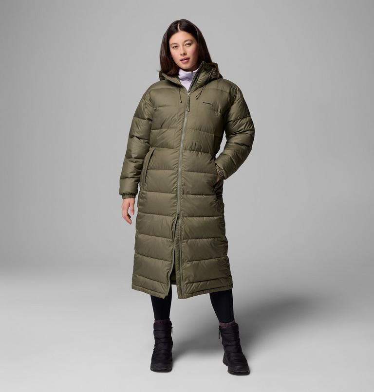 Women's Pike Lake III Long Hooded Puffer Jacket, Color: Stone Green, image 1