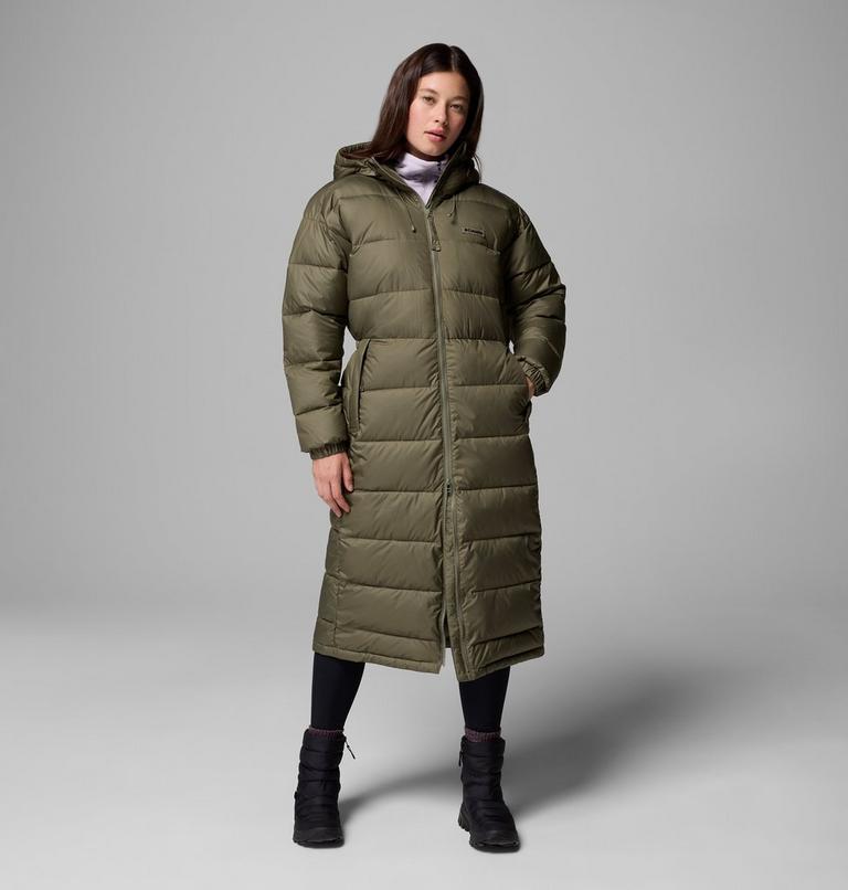 Women's Pike Lake III Long Hooded Puffer Jacket, Color: Stone Green, image 2