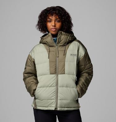 Women's Pike Lake III Hooded Puffer Jacket, Color: Safari, Stone Green, image 3