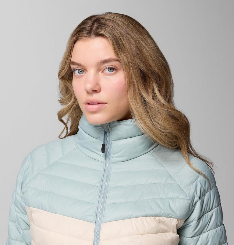 Women's Powder Pass Insulated Jacket, Color: Dark Stone, Crushed Blue, image 6