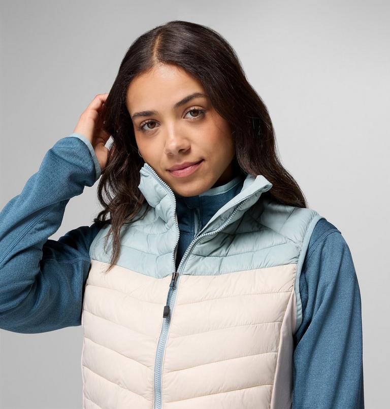 Women's Powder Pass III Hybrid Gilet, Color: Dark Stone, Crushed Blue, image 6