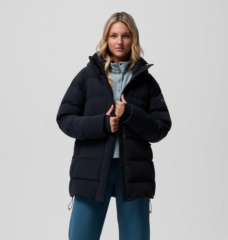 Women's Amaze Puff Mid Hooded Down Puffer, Color: Black, image 1