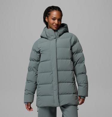 Chaqueta larga acolchada de plum&oacute;n con capucha Amaze Puff Mid para mujer, Color: Sedona Sage, image 3