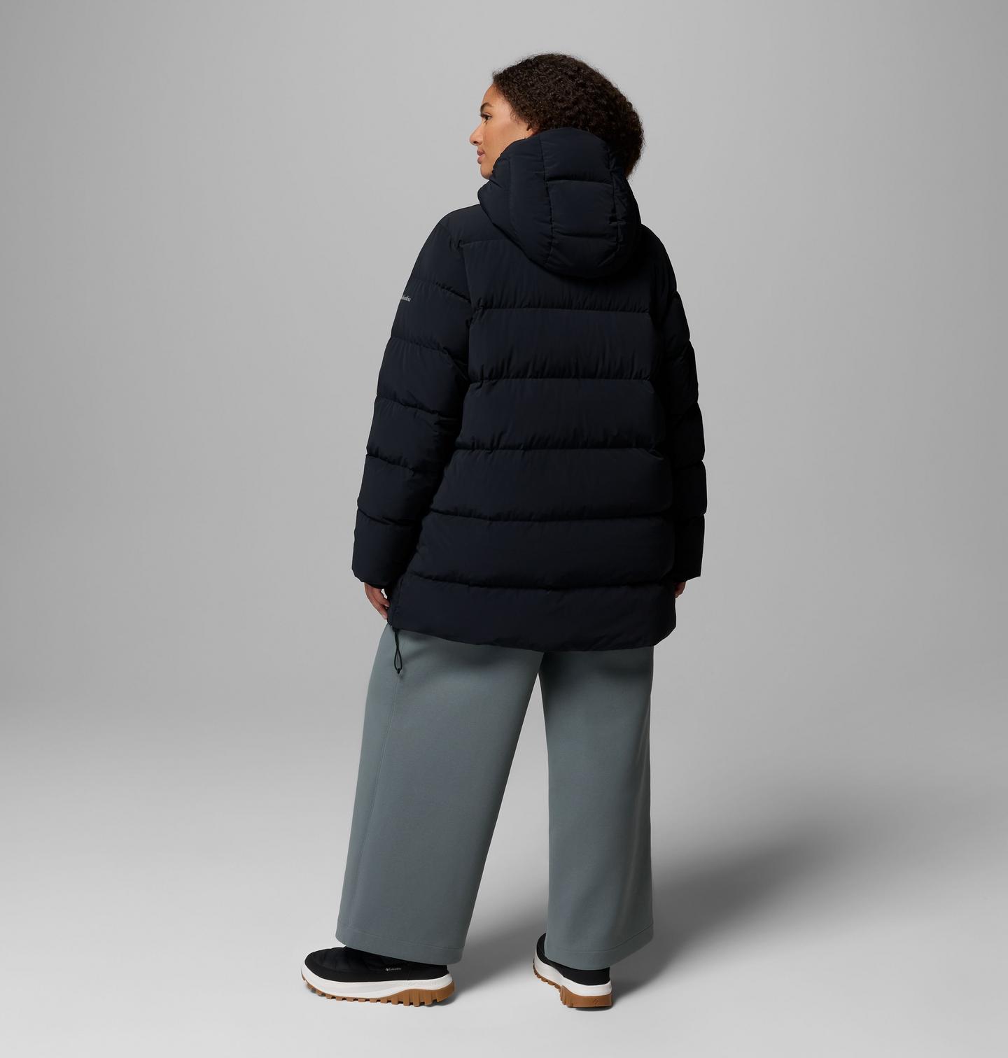 Женская куртка Columbia Amaze Puff Mid Hooded Jacket - Plus Size, цвет: Чёрный — фото 3