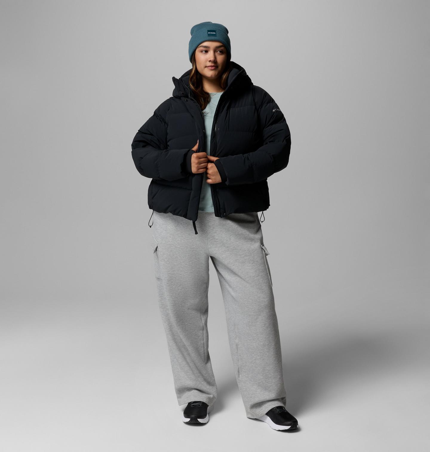 Женская куртка Columbia Amaze Puff Hooded Jacket - Plus Size, цвет: Чёрный — фото 2