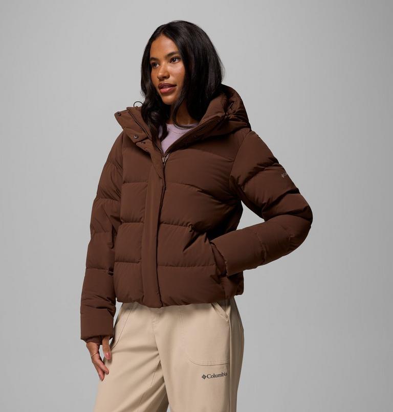 Women's Amaze Puff Hooded Down Puffer, Color: Tobacco, image 3