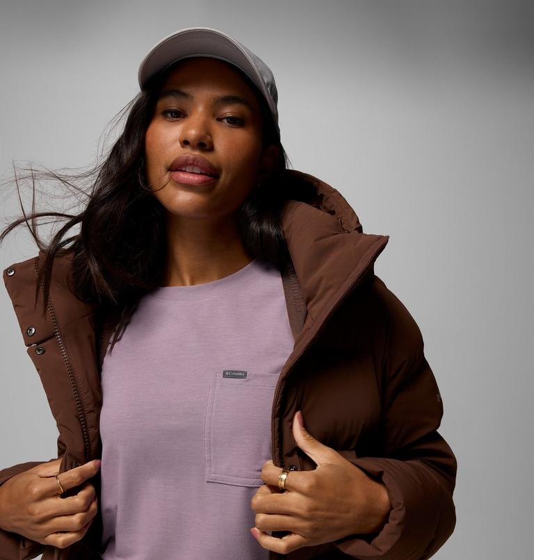 Women's Amaze Puff Hooded Down Puffer, Color: Tobacco, image 9