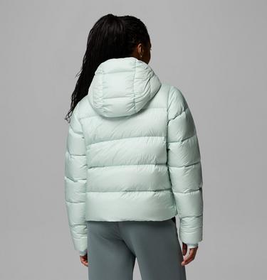 Women's Amaze Puff Hooded Down Puffer, Color: Tea Light Pearl Shine, image 11