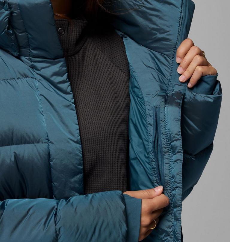 Women's Amaze Puff Hooded Down Puffer, Color: Everblue High Shine, image 8
