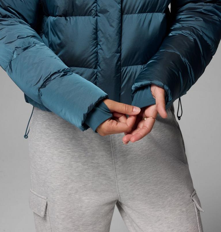 Women's Amaze Puff Hooded Down Puffer, Color: Everblue High Shine, image 11