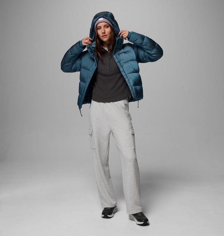 Women's Amaze Puff Hooded Down Puffer, Color: Everblue High Shine, image 14