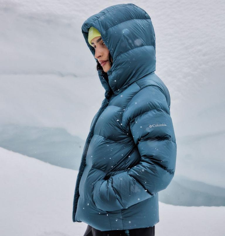 Women's Amaze Puff Hooded Down Puffer, Color: Everblue High Shine, image 16