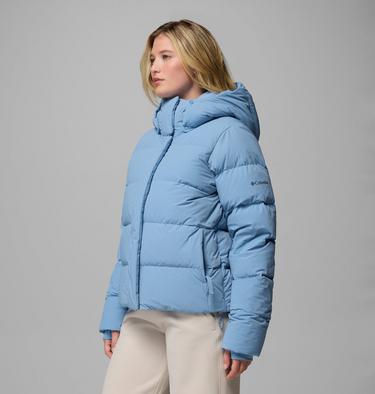 Women's Amaze Puff Hooded Down Puffer, Color: Rainy Day, image 16