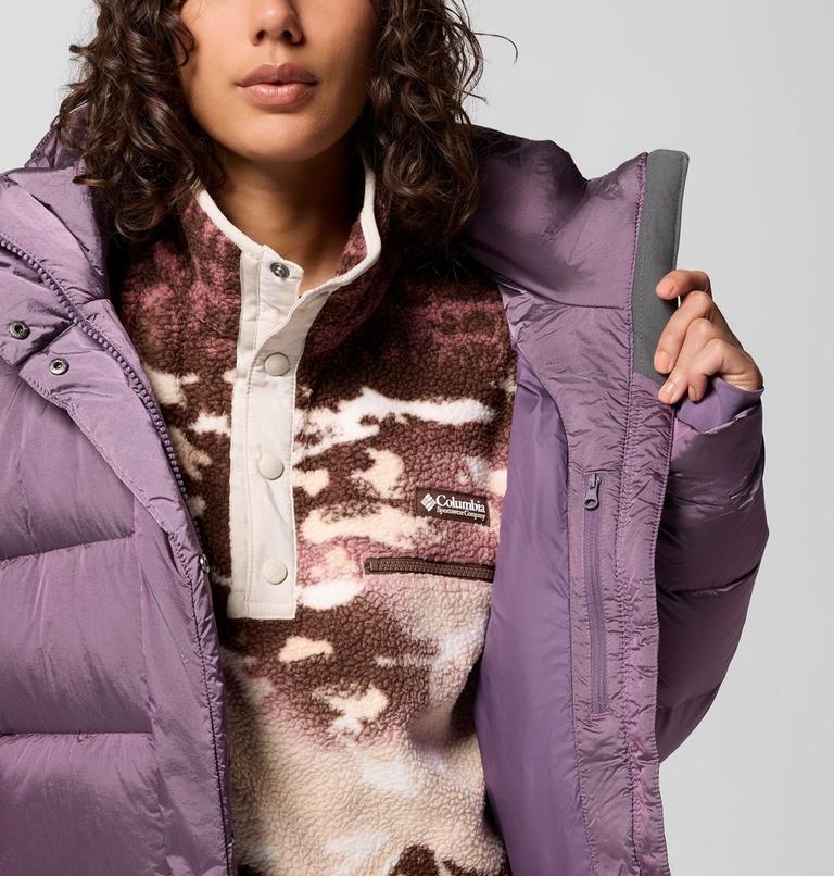 Women's Amaze Puff Hooded Down Puffer, Color: Fig High Shine, image 8