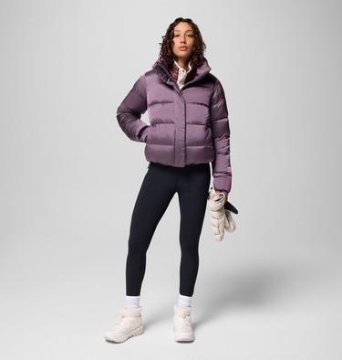 Women's Amaze Puff Hooded Down Puffer, Color: Fig High Shine, image 2