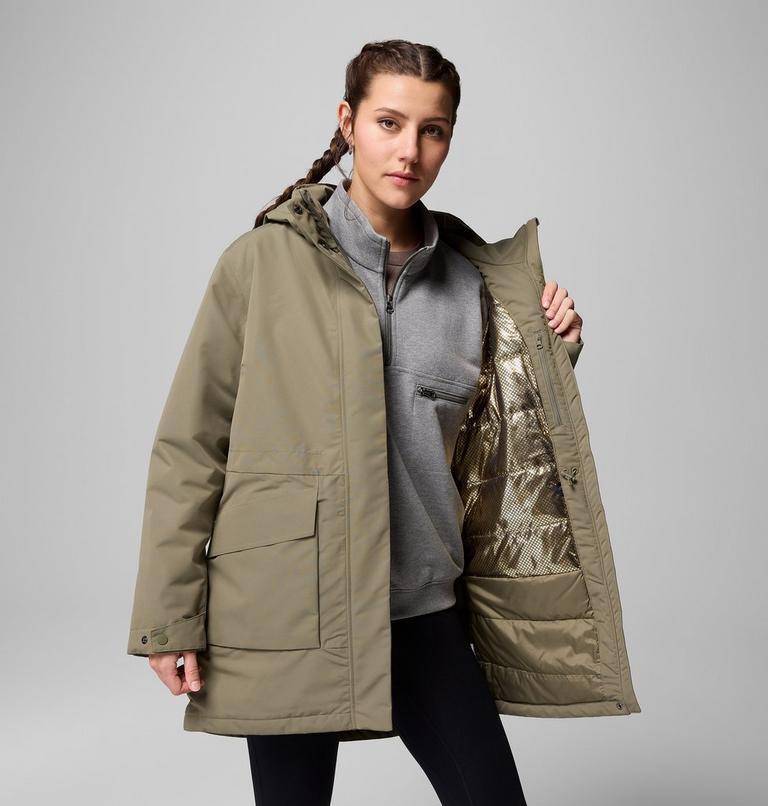 Parka impermeable con capucha Pulaski para mujer, Color: Stone Green, image 6