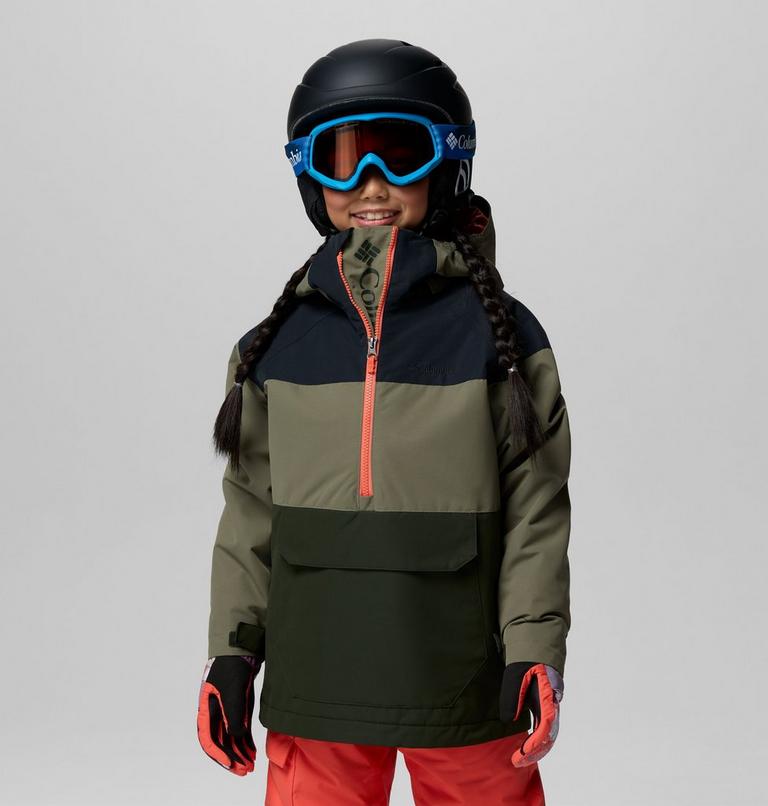 Youth Coreshot Waterproof Hooded Anorak, Color: Greenscape, Stone Green, Black, image 14