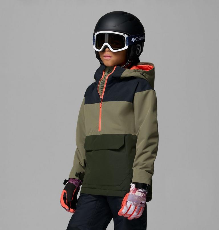 Youth Coreshot Waterproof Hooded Anorak, Color: Greenscape, Stone Green, Black, image 4