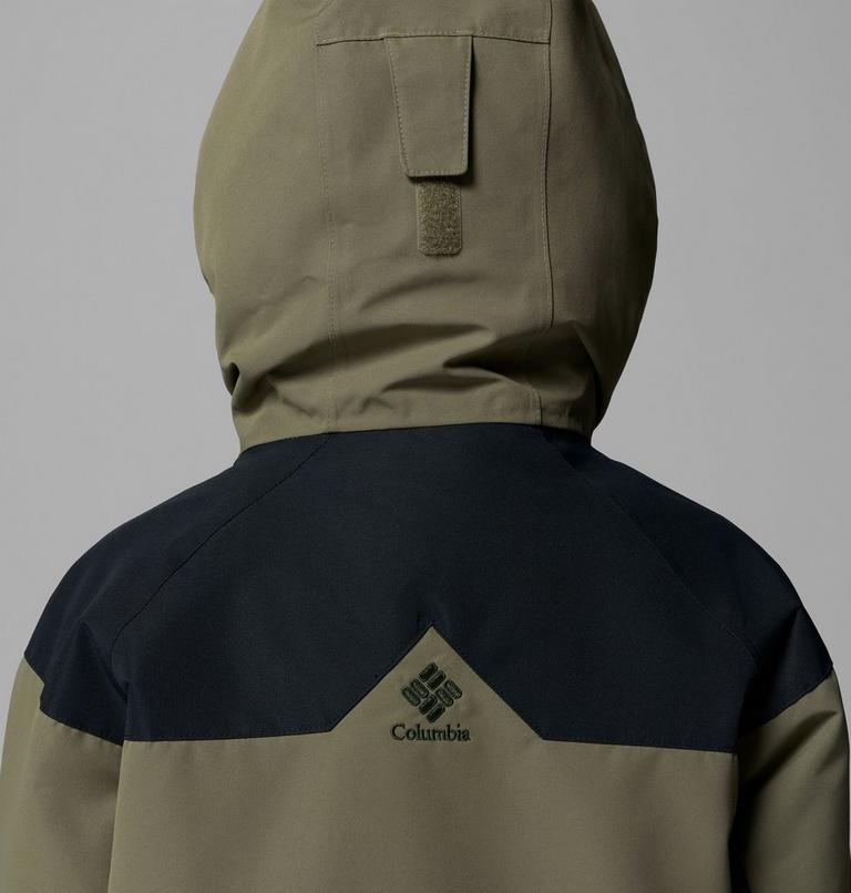 Youth Coreshot Waterproof Hooded Anorak, Color: Greenscape, Stone Green, Black, image 7