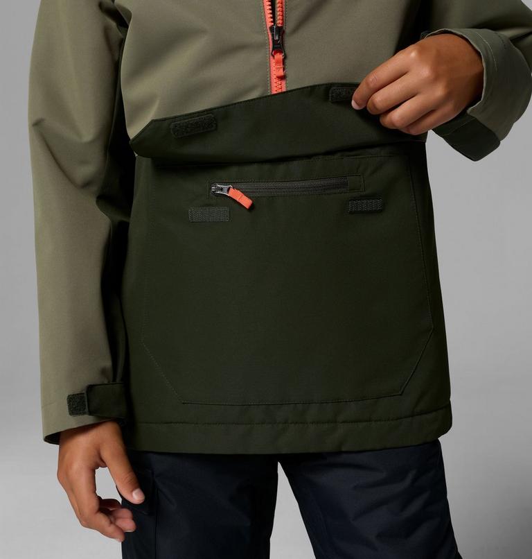 Youth Coreshot Waterproof Hooded Anorak, Color: Greenscape, Stone Green, Black, image 8
