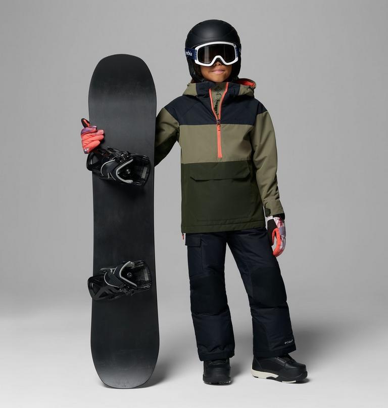 Youth Coreshot Waterproof Hooded Anorak, Color: Greenscape, Stone Green, Black, image 1