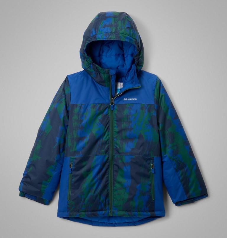 Boys' Lightning Lift IV Printed Waterproof Ski Jacket, Color: Mountain Blue Tracks, Mountain Blue, image 1