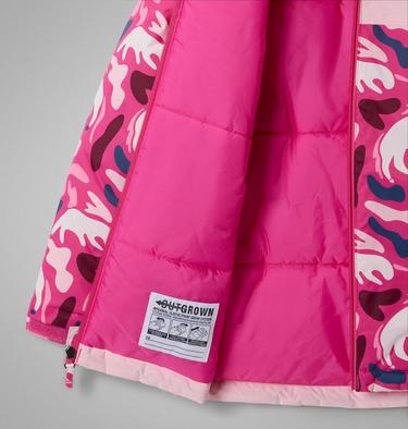 Girls' Horizon Ride IV Printed Waterproof Ski Jacket, Color: Pink Ice Uniflauge, Satin pink, image 3