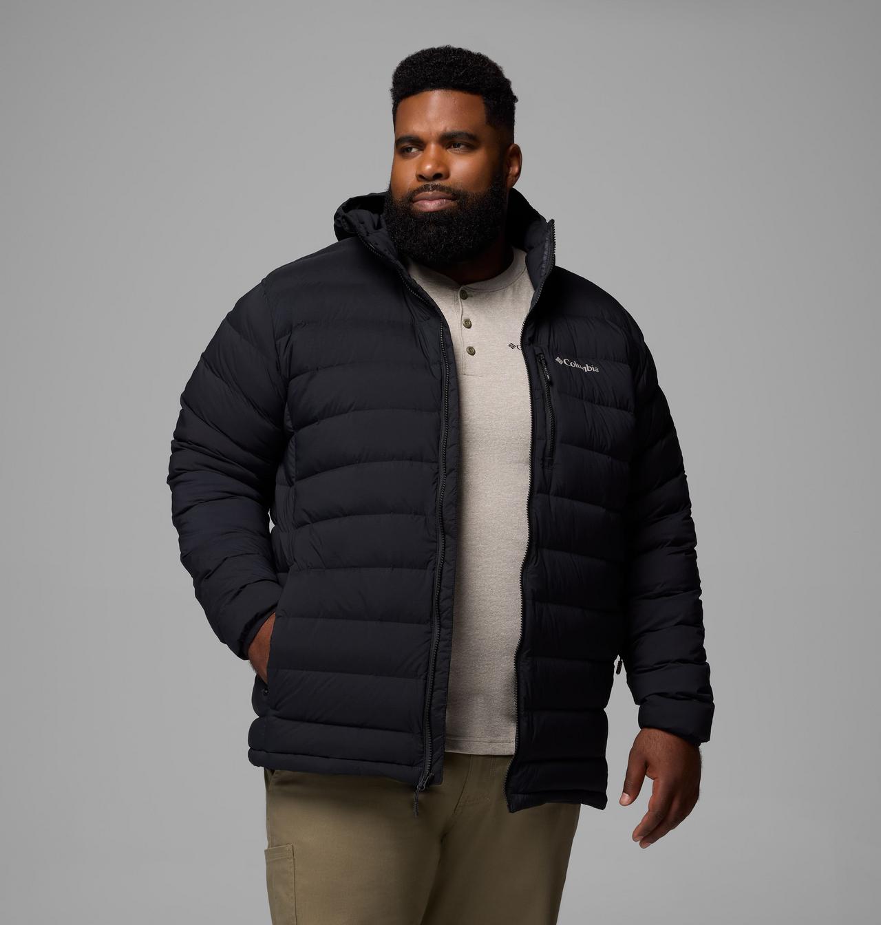 Manteau à capuchon en duvet extensible Drift Peak pour homme – Tailles forts 5