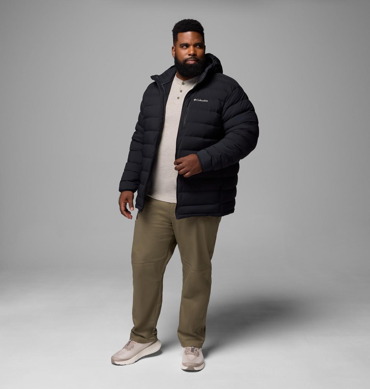 Manteau à capuchon en duvet extensible Drift Peak pour homme – Tailles forts 2