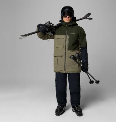 Men's Coreshot Waterproof Ski Jacket, Color: Stone Green, Greenscape, Black, image 4