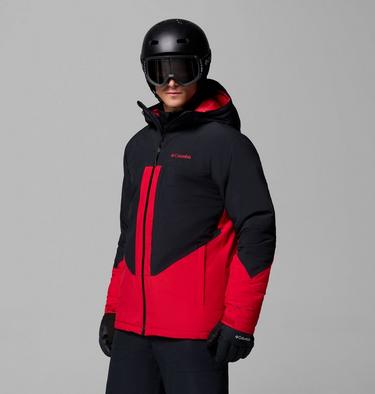 Men's Powder Prime Waterproof Ski Jacket, Color: Mountain Red, Black, image 4