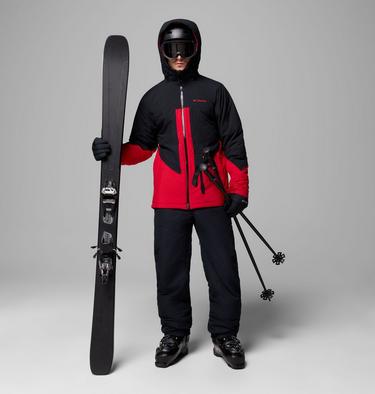 Men's Powder Prime Waterproof Ski Jacket, Color: Mountain Red, Black, image 2