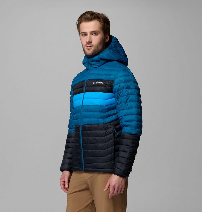 Men's Powder Pass Hooded Insulated Puffer Jacket, Color: Black, Phoenix Blue, Compass Blue, image 4