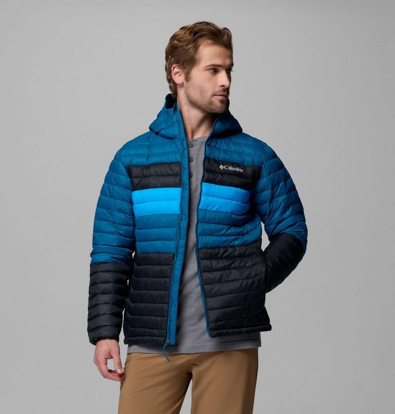 Men's Powder Pass Hooded Insulated Puffer Jacket, Color: Black, Phoenix Blue, Compass Blue, image 5